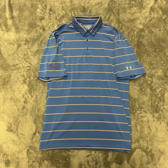 Under Armour Other - Under Armour Polo Shirt Mens XL Blue Orange Striped HeatGear The Preserve Golf